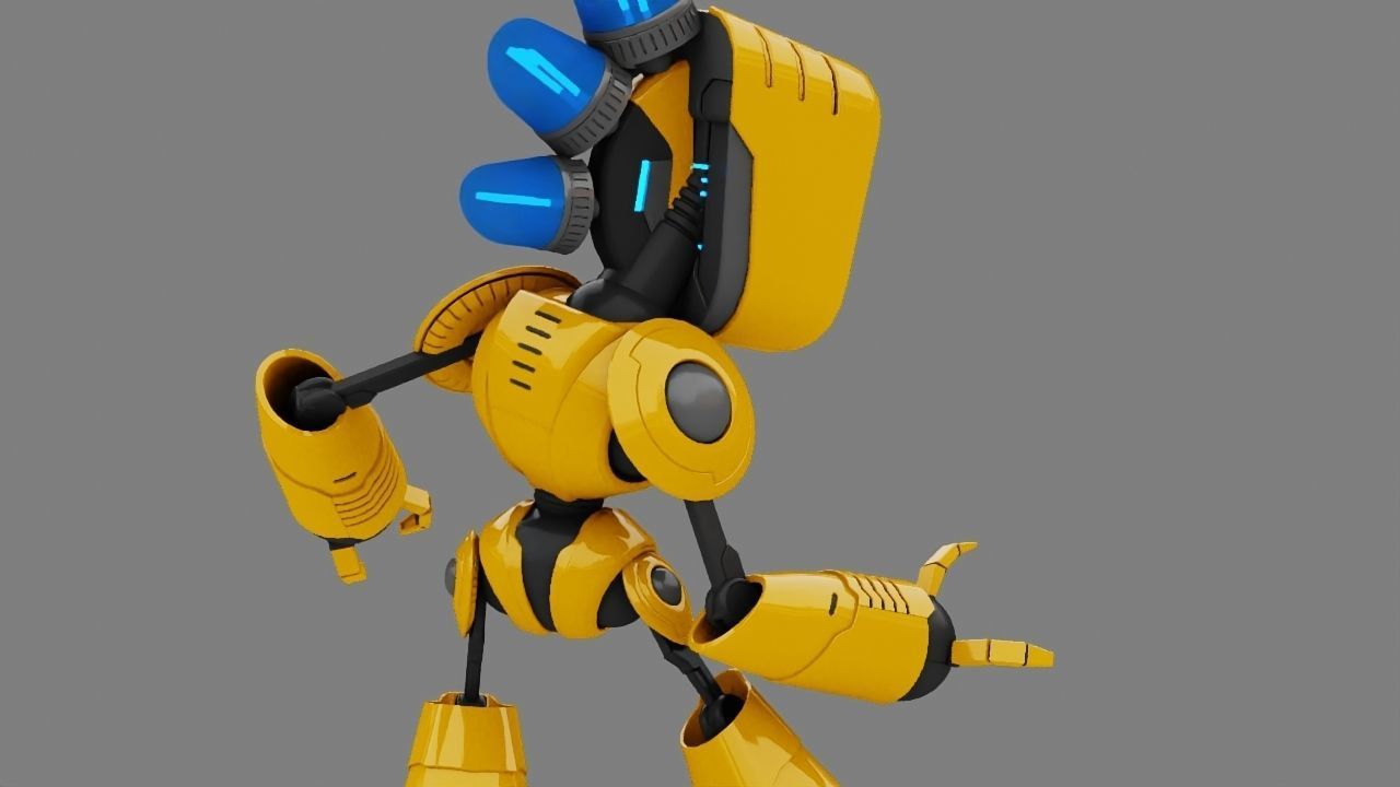 Toy Robot rigged character 3D model_19