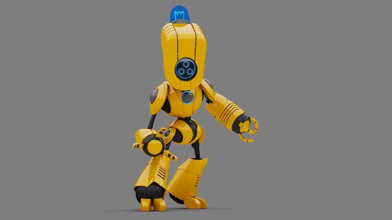 Toy Robot rigged character 3D model_9