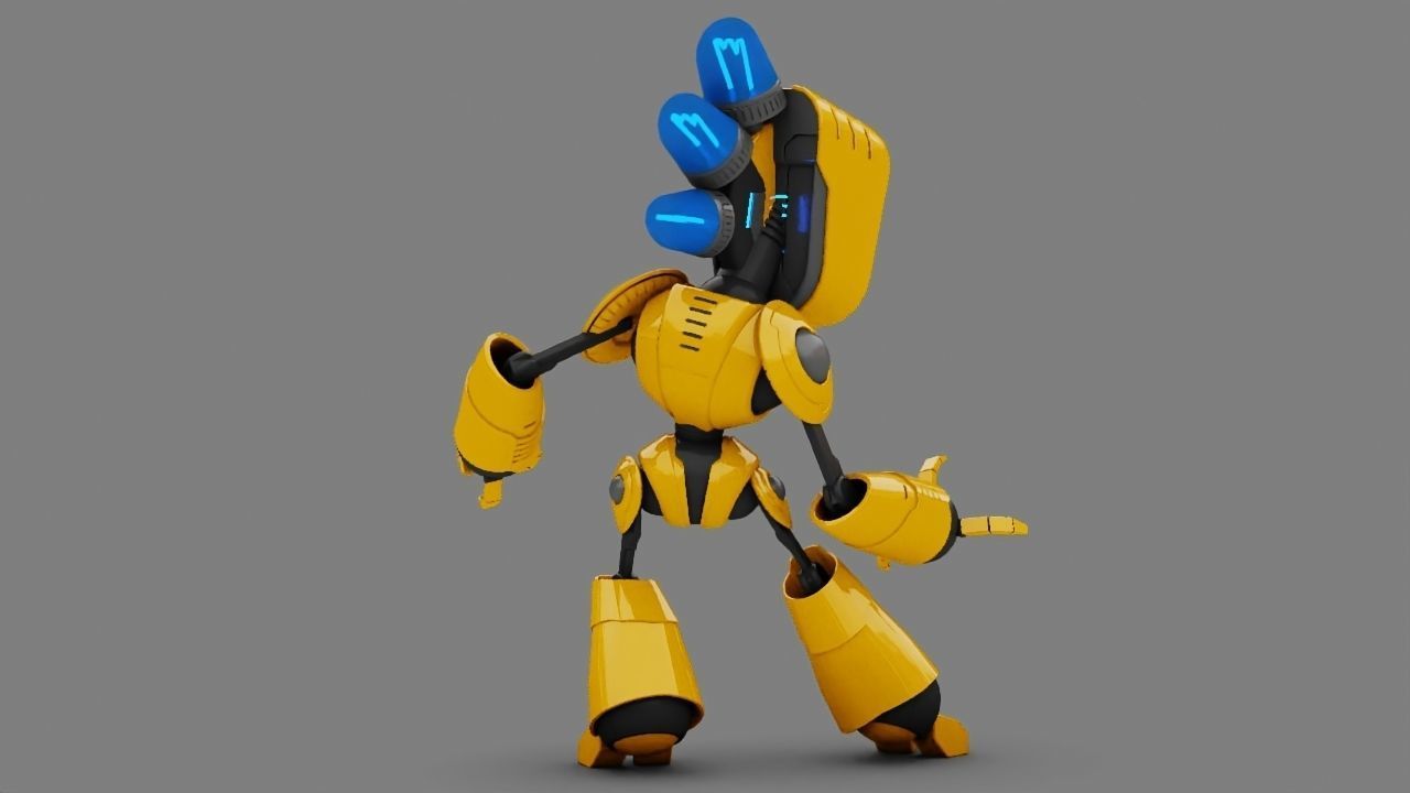 Toy Robot rigged character 3D model_5