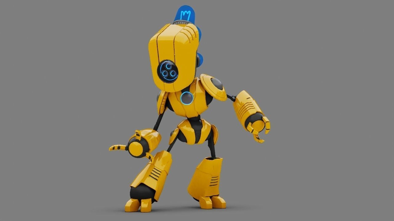 Toy Robot rigged character 3D model_10