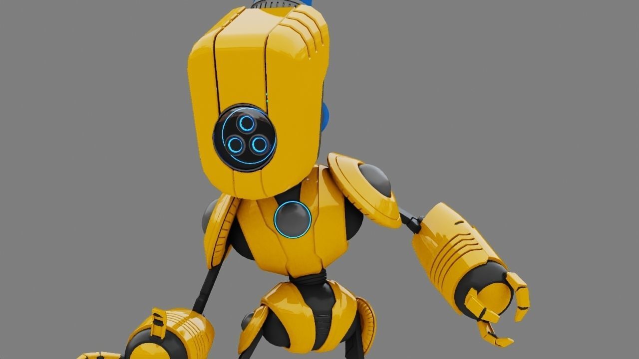 Toy Robot rigged character 3D model_17