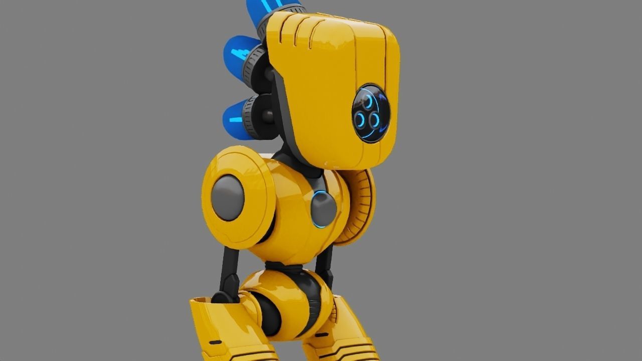 Toy Robot rigged character 3D model_16