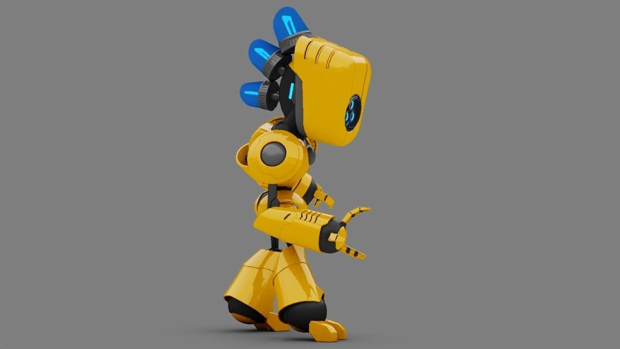 Toy Robot rigged character 3D model_7