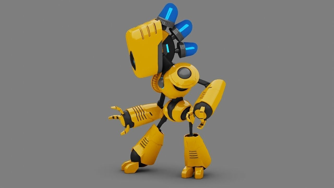 Toy Robot rigged character 3D model_1