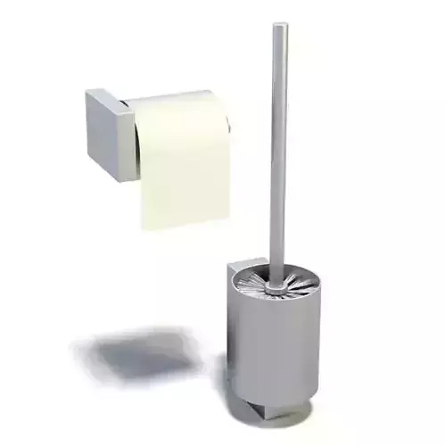Toilet Paper Holder And Brush 3D model