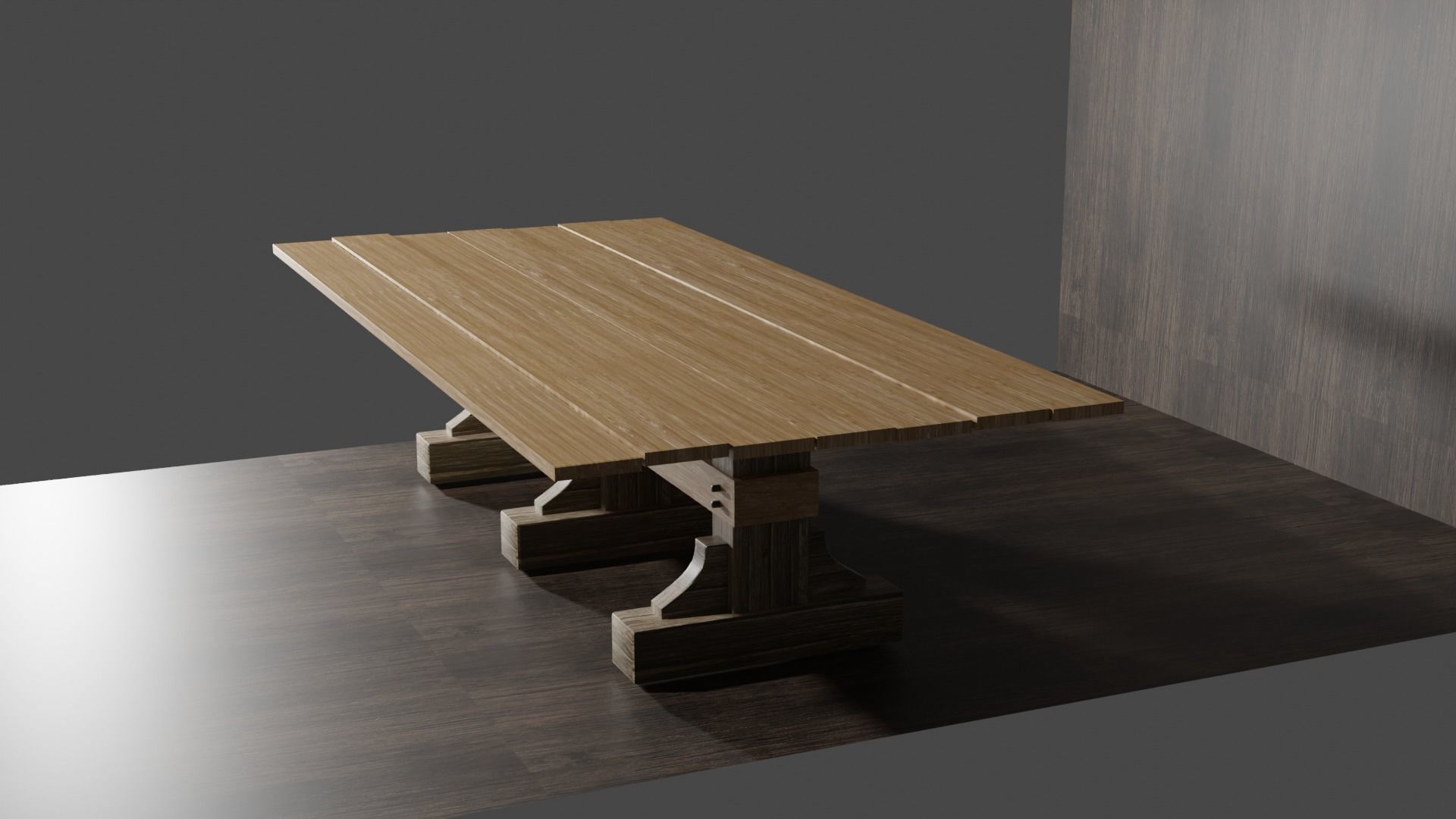 Medieval Table Low-poly 3D model_6