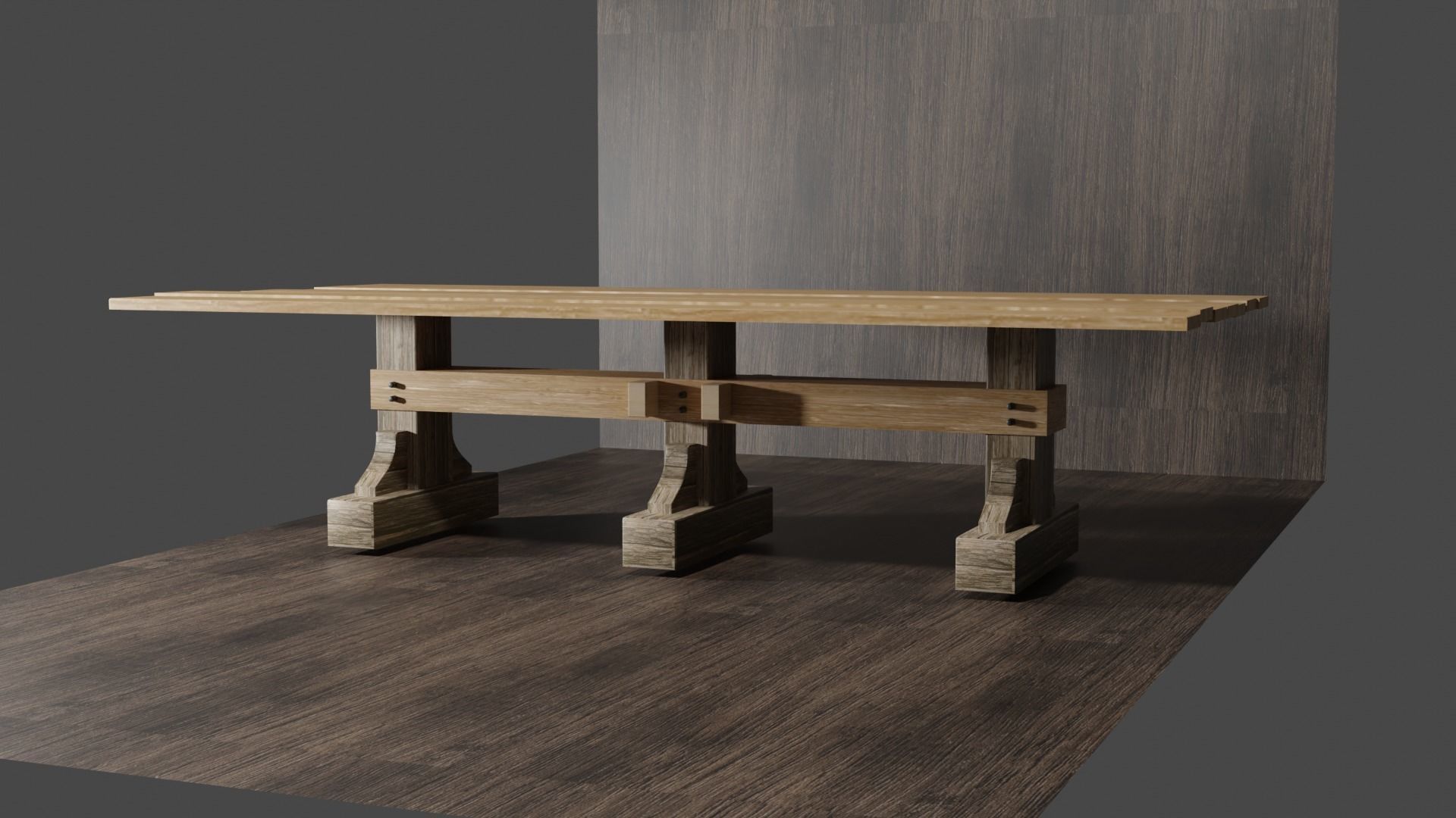 Medieval Table Low-poly 3D model_5