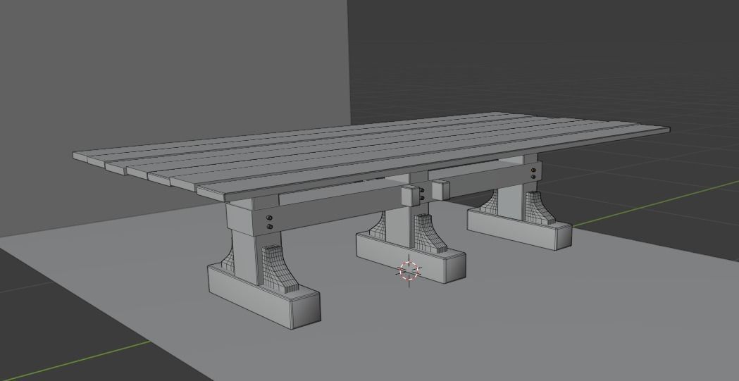 Medieval Table Low-poly 3D model_7