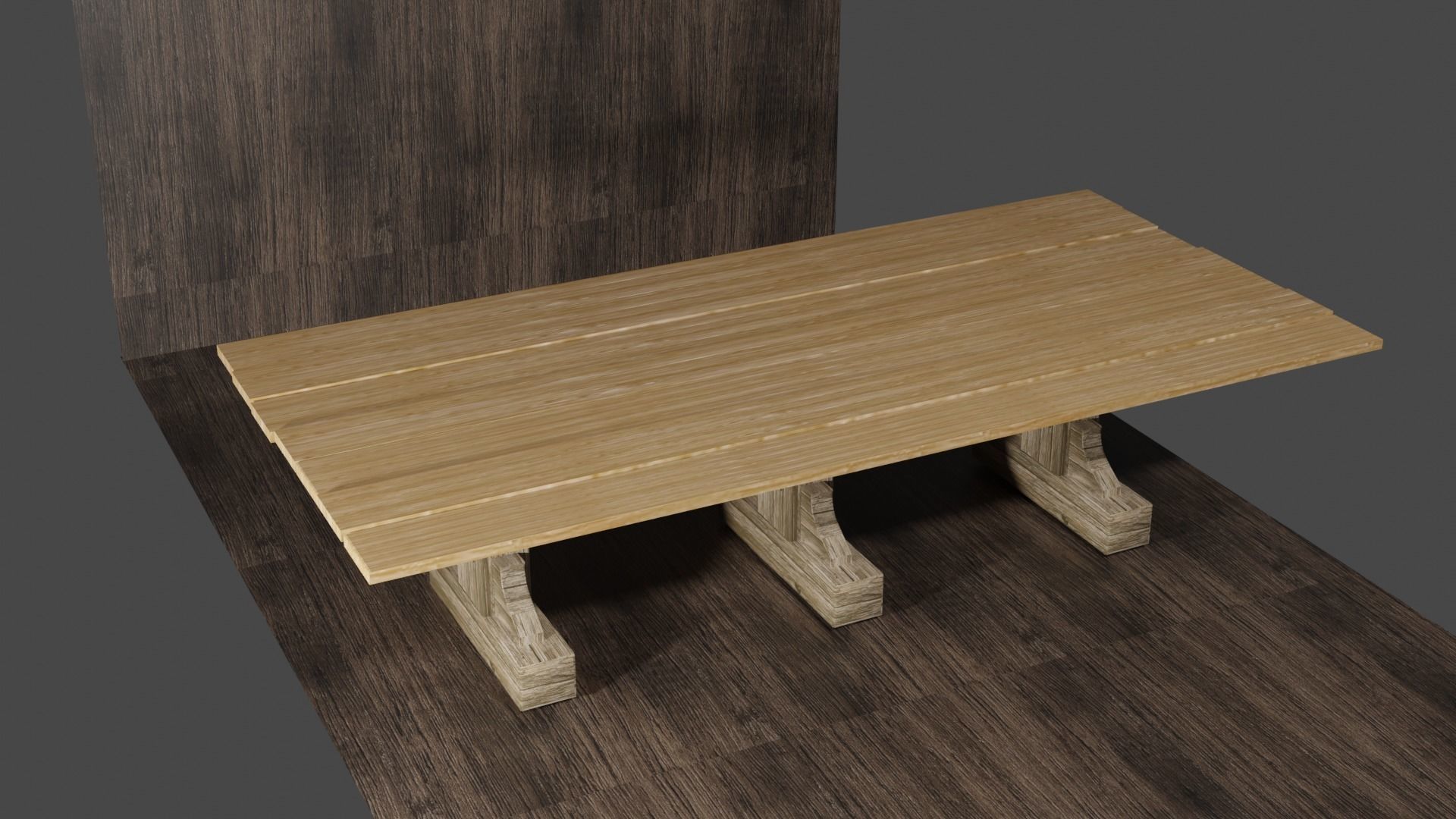 Medieval Table Low-poly 3D model_4