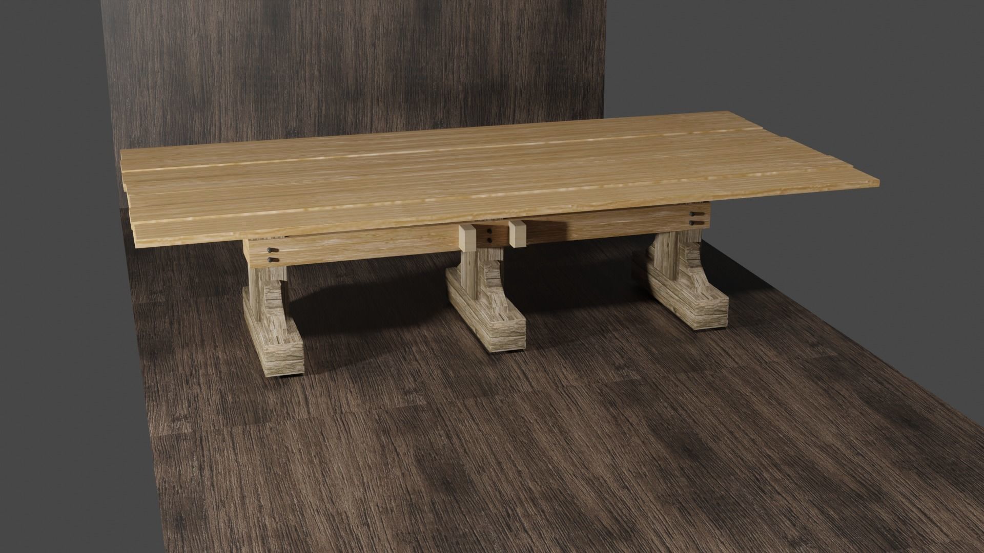 Medieval Table Low-poly 3D model_3