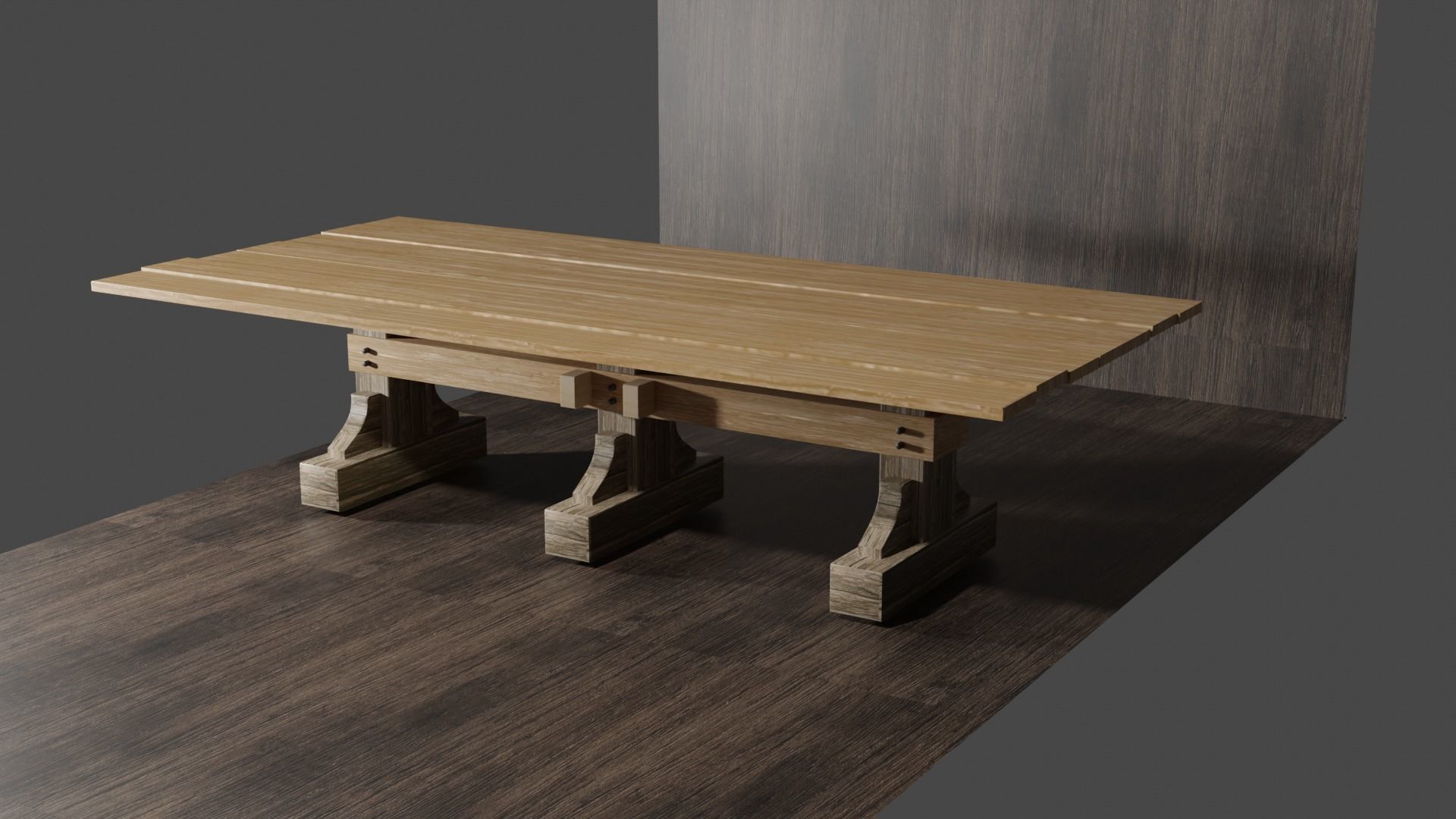 Medieval Table Low-poly 3D model_2