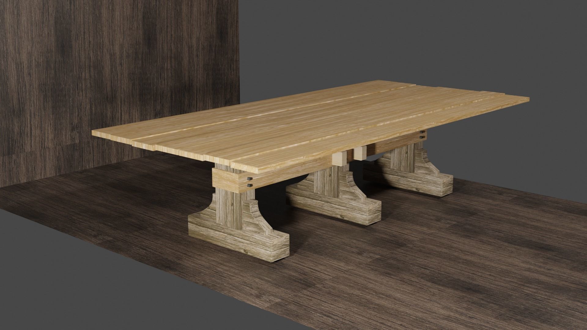 Medieval Table Low-poly 3D model_1