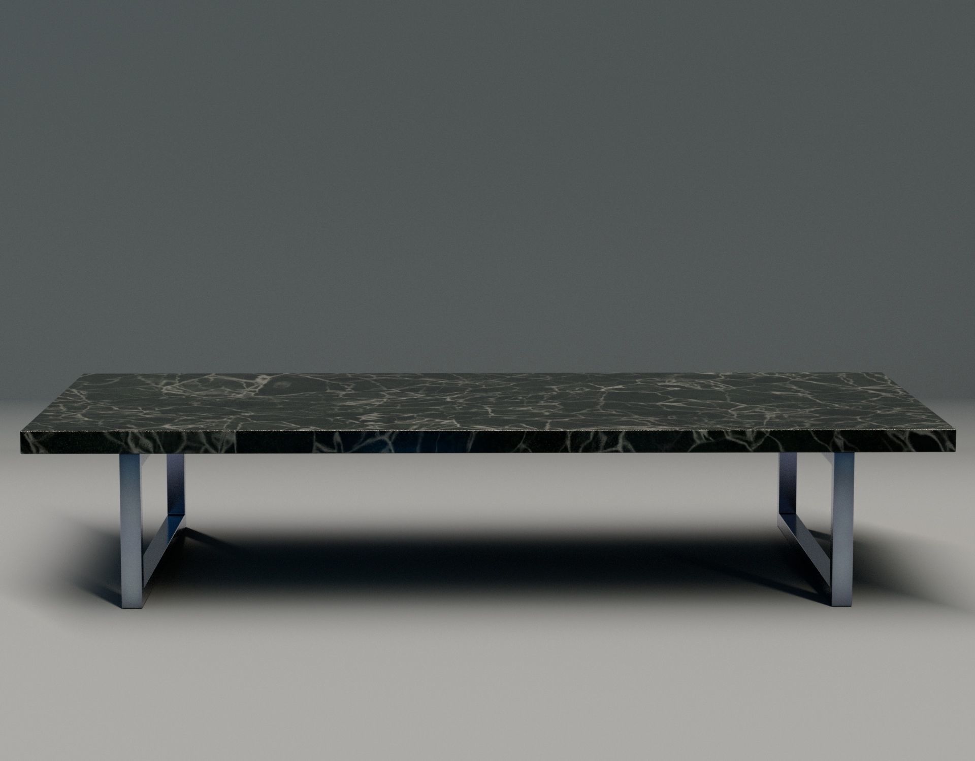 Dinning table marble black and white Low-poly 3D model_3