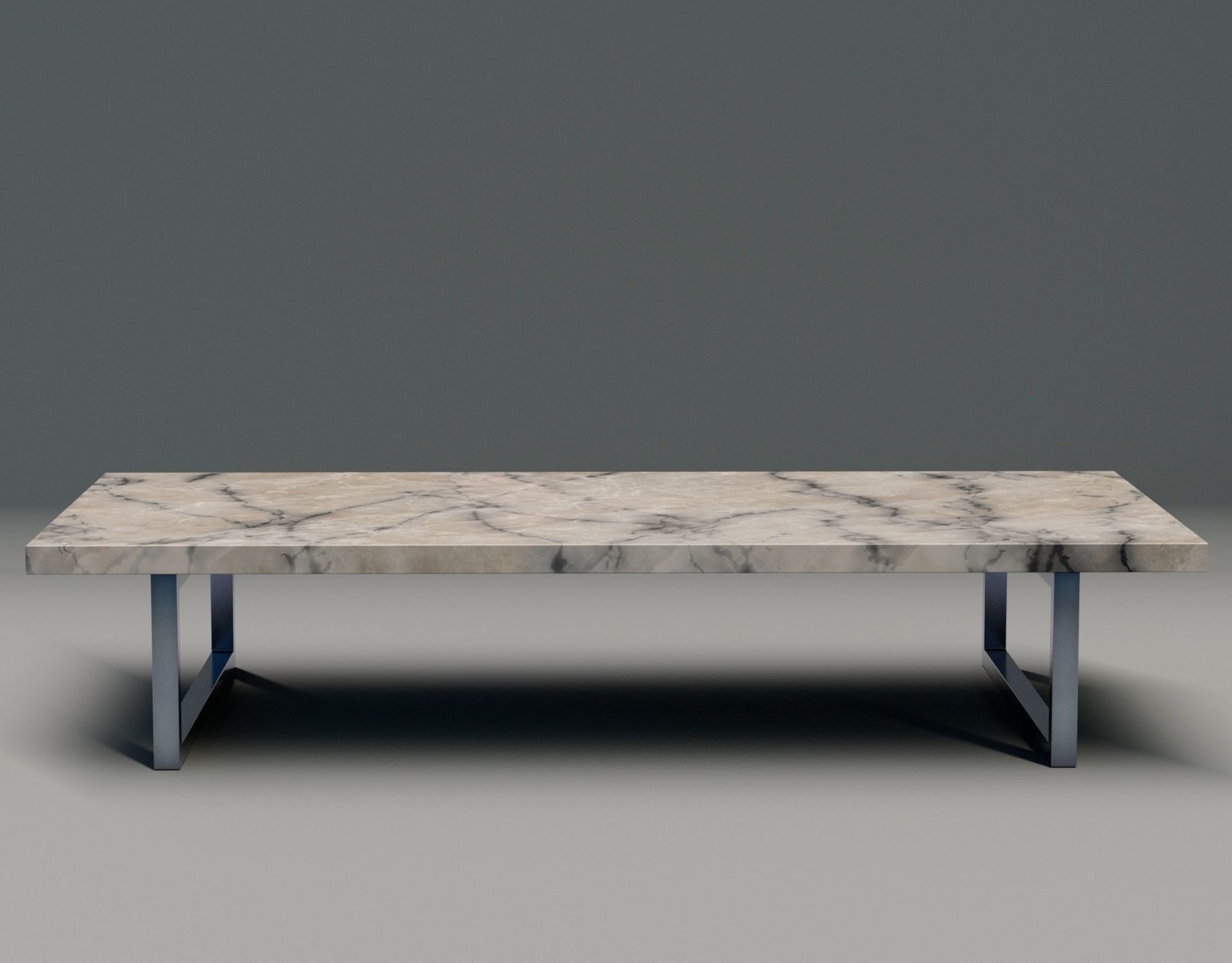 Dinning table marble black and white Low-poly 3D model_5