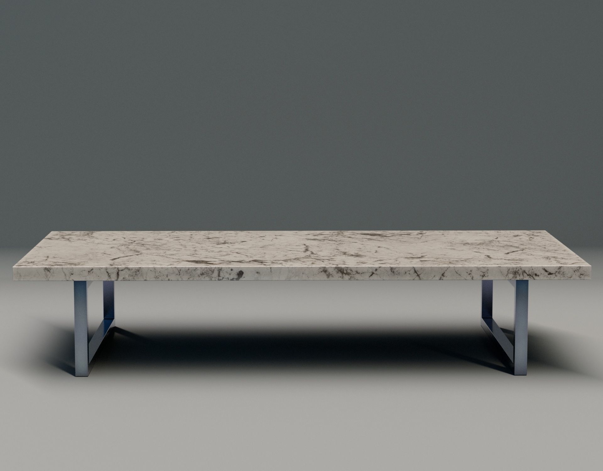 Dinning table marble black and white Low-poly 3D model_4