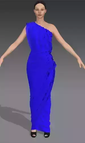 DRESS ELECTRIC BLUE MATTE DRAPED ONE SHOULDER LOOK