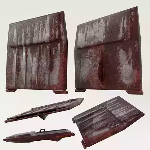 Heavily-rusted Metal Square door Low-poly 3D model