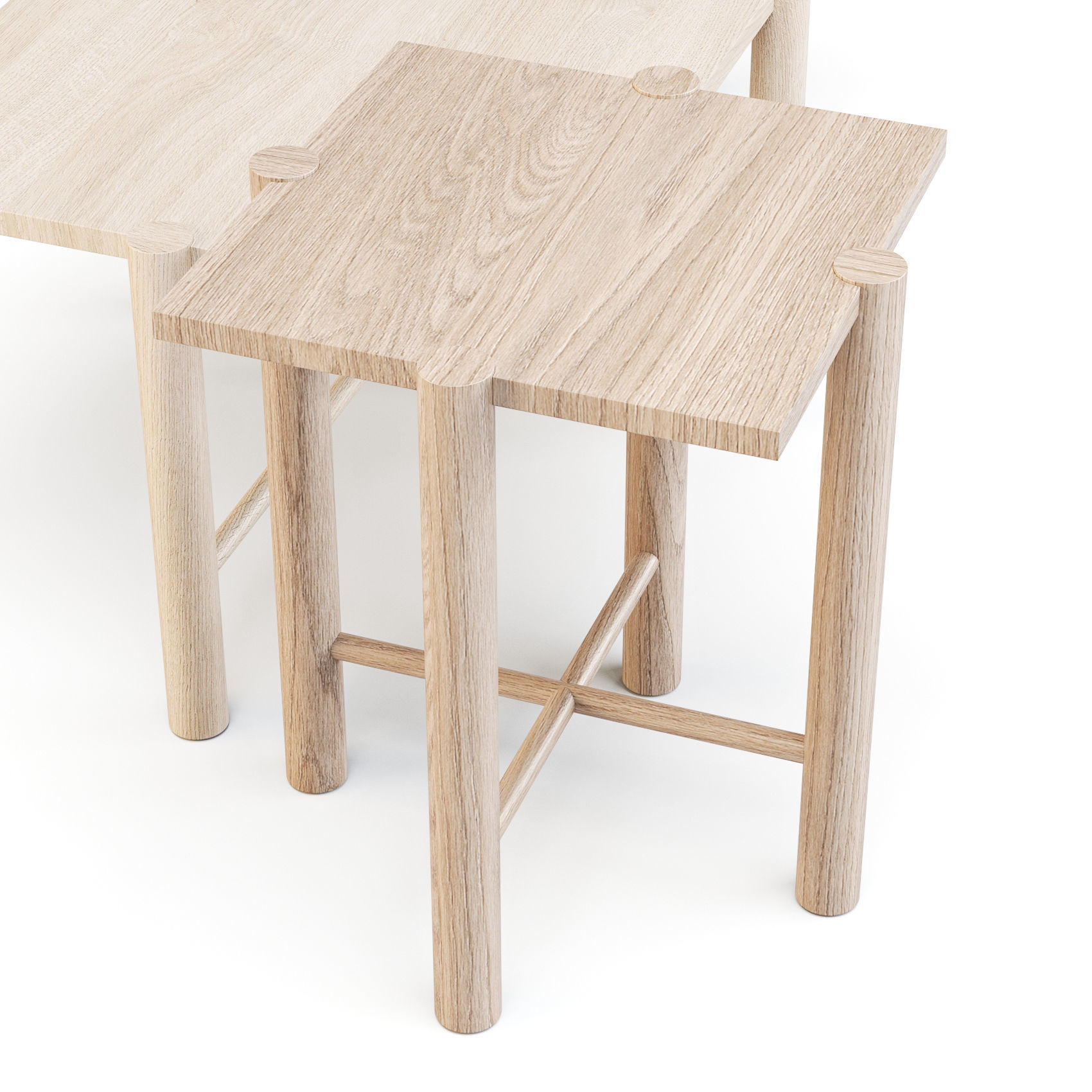 Crate and Barrel Jo Wood - Coffee and Side Table 3D model_2