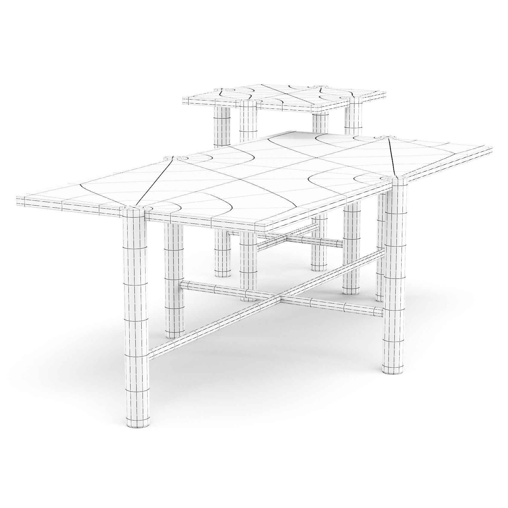 Crate and Barrel Jo Wood - Coffee and Side Table 3D model_1