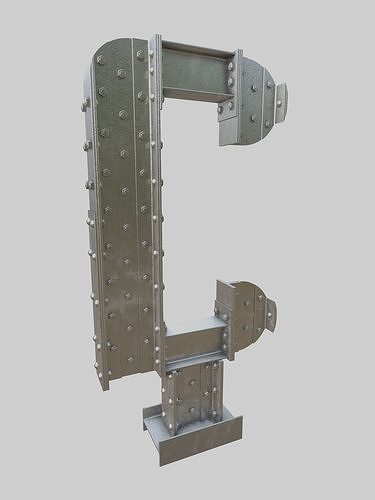 Steel Construction Font - Turkish Letter C 3D model