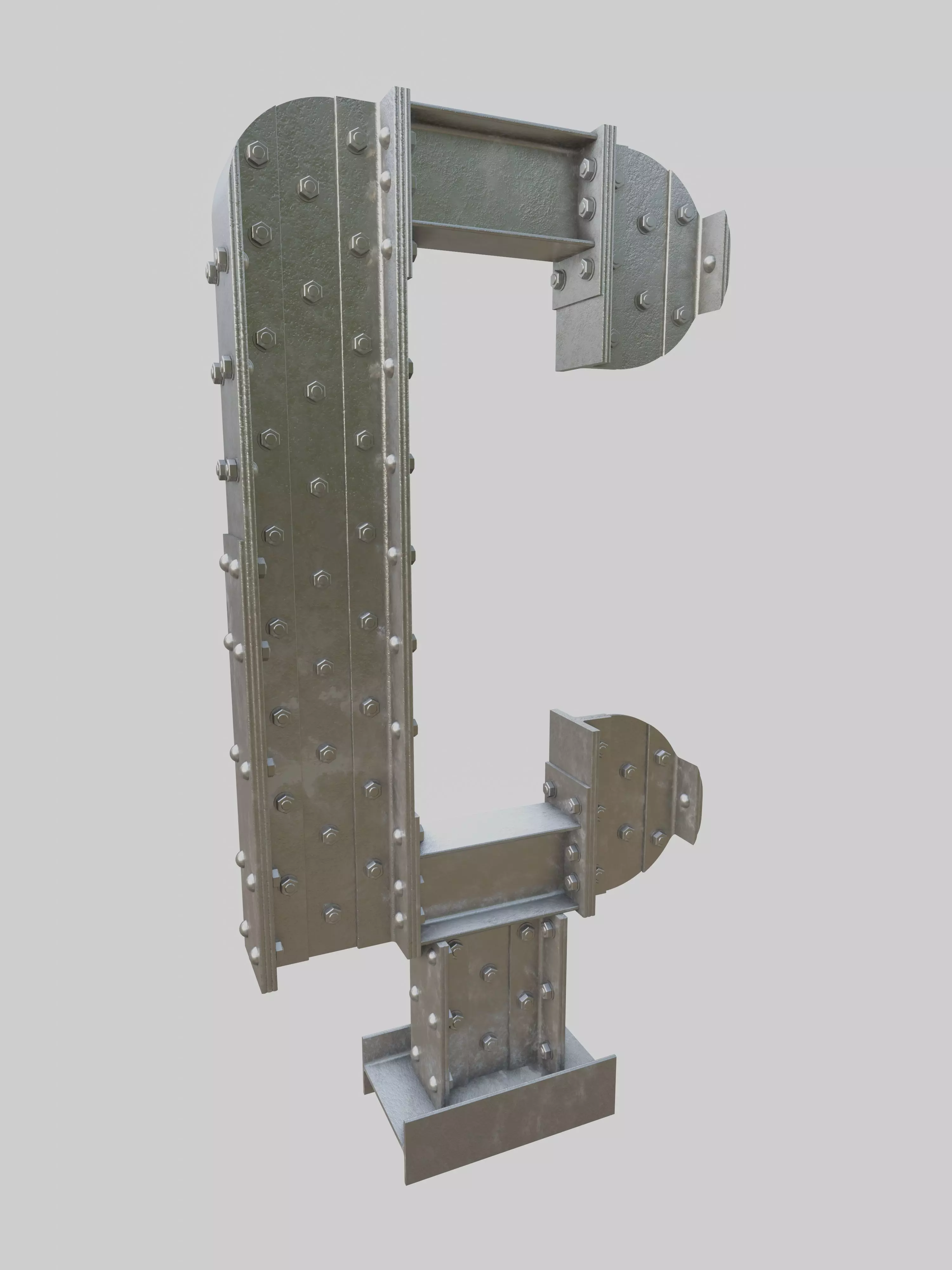 Steel Construction Font - Turkish Letter C 3D model_0