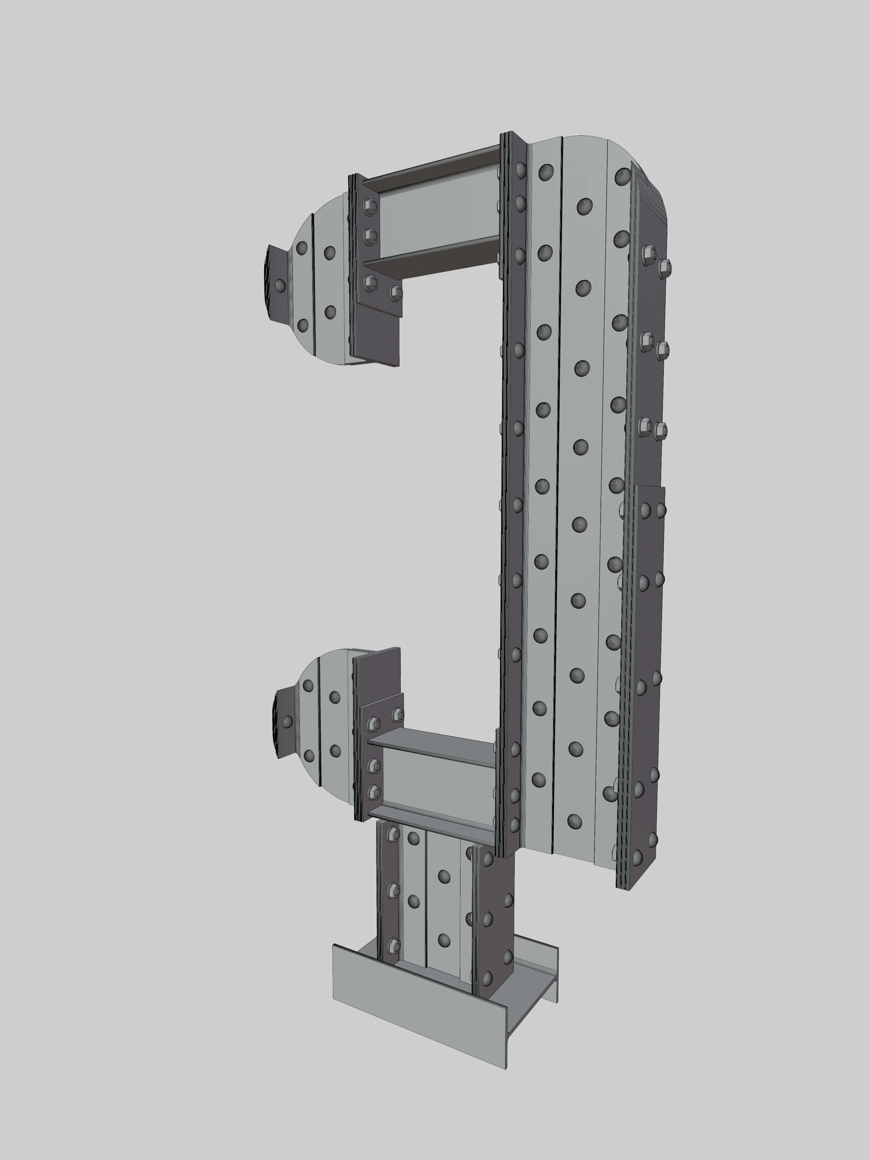 Steel Construction Font - Turkish Letter C 3D model_4