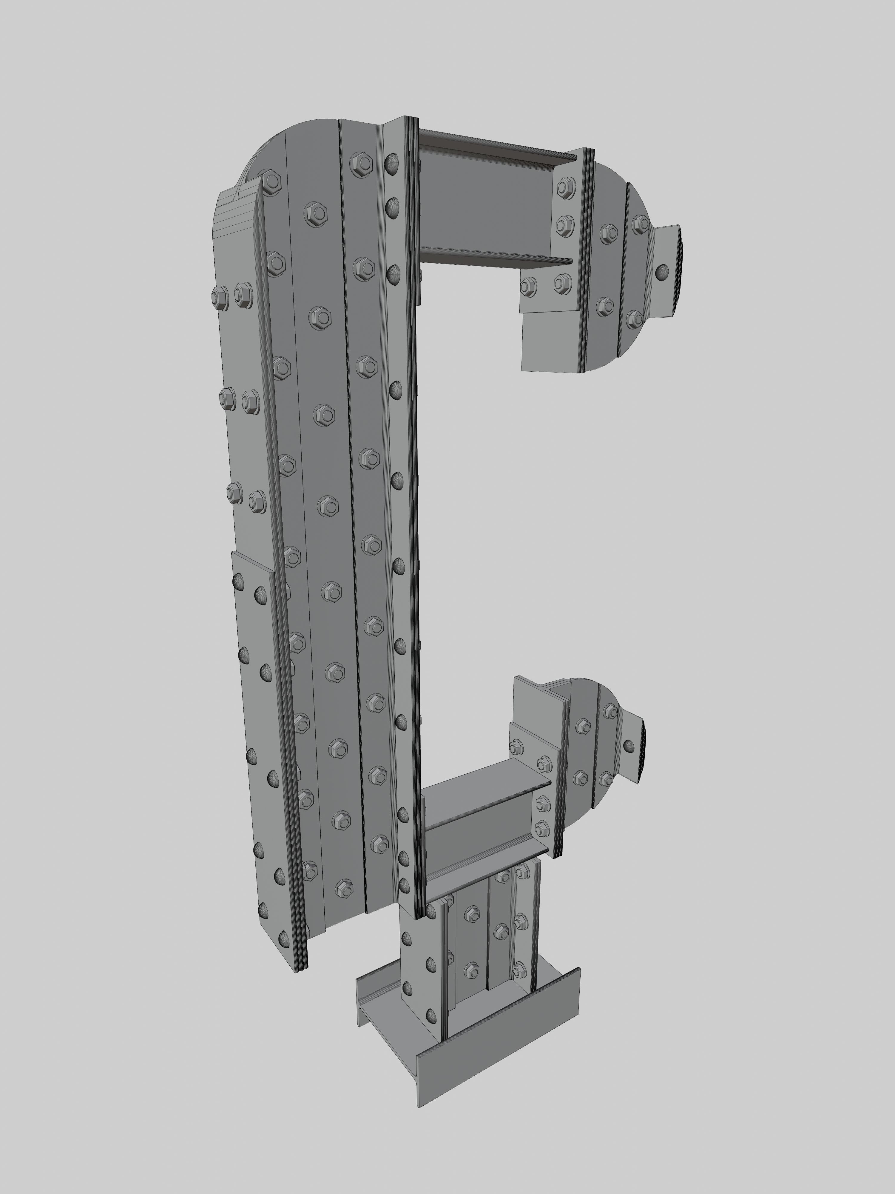 Steel Construction Font - Turkish Letter C 3D model_5