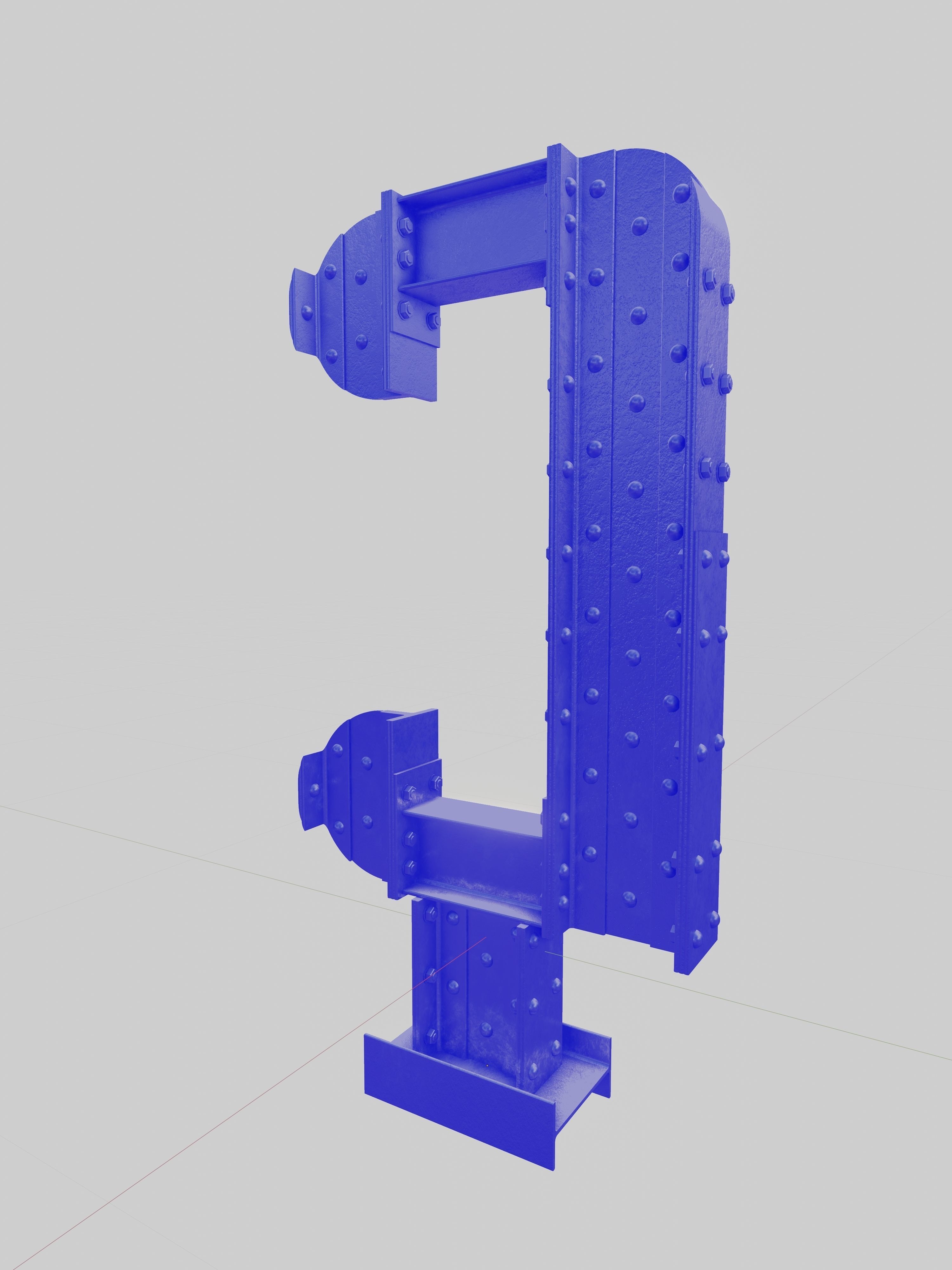 Steel Construction Font - Turkish Letter C 3D model_3