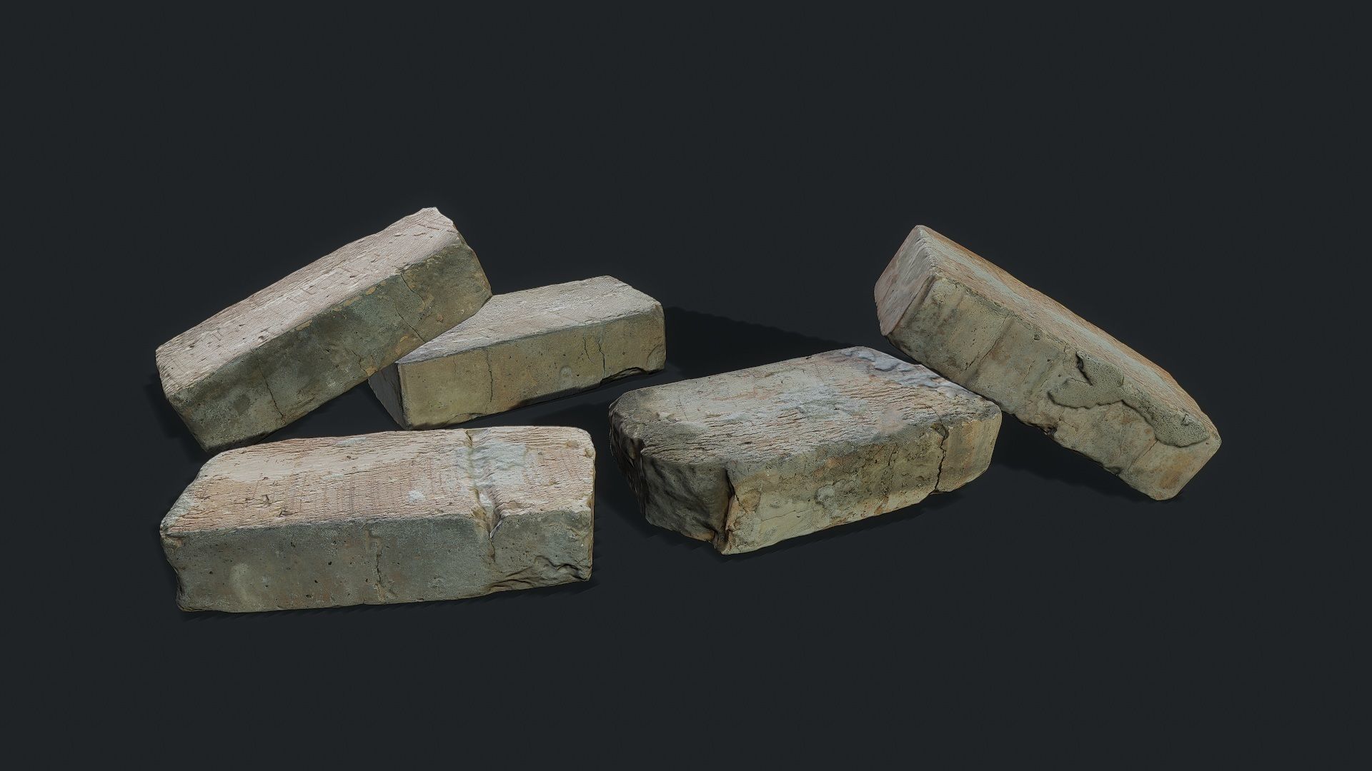 3D Scan Old Bricks Pack - Props Low-poly 3D model_2
