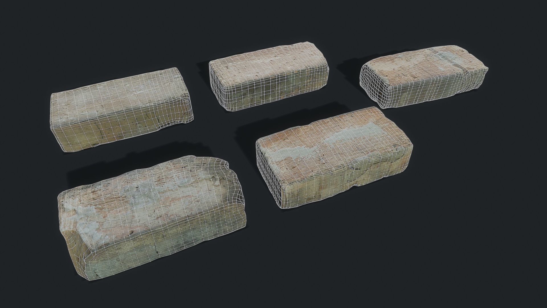 3D Scan Old Bricks Pack - Props Low-poly 3D model_1