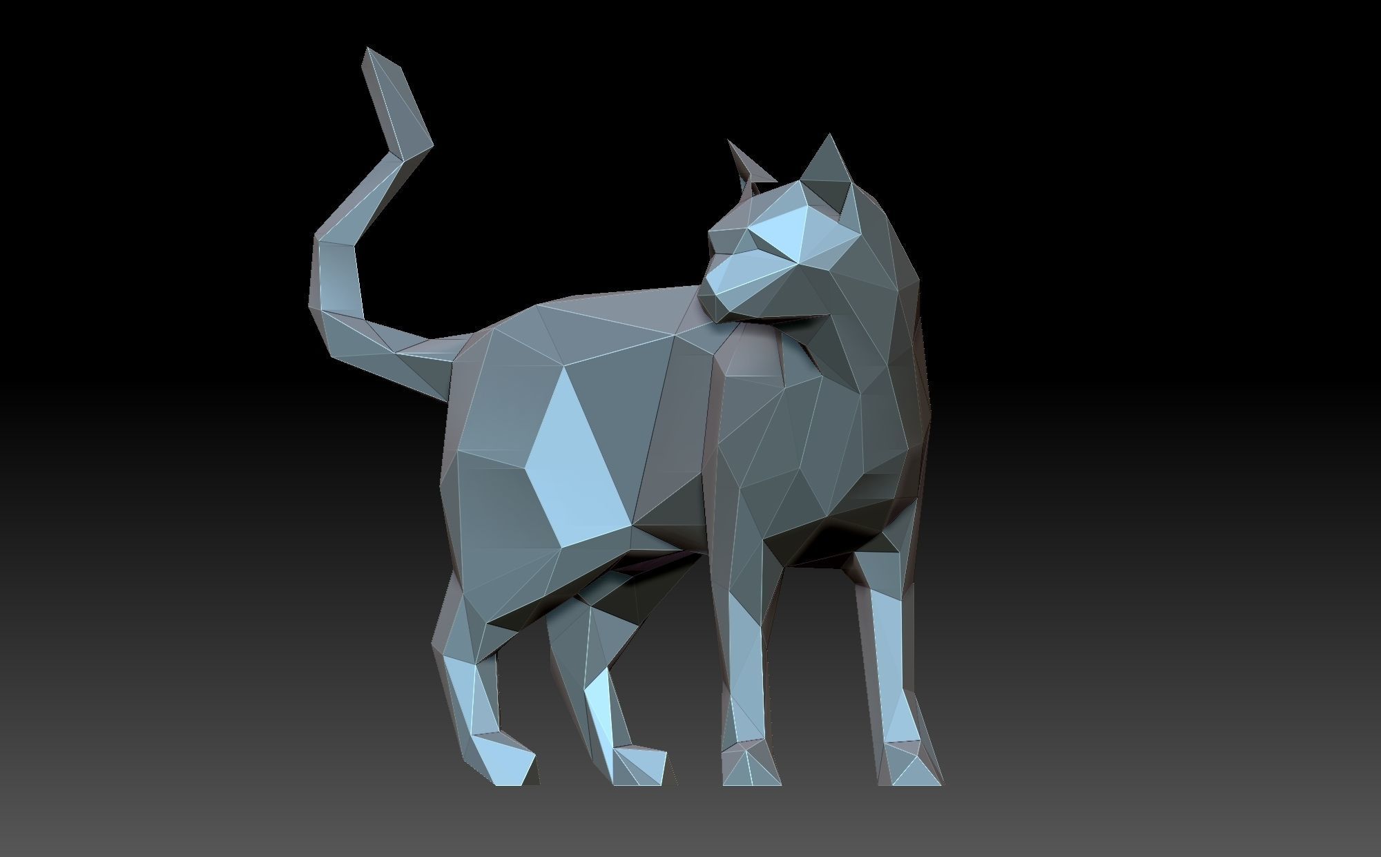 Low-poly cat 3D print model_1
