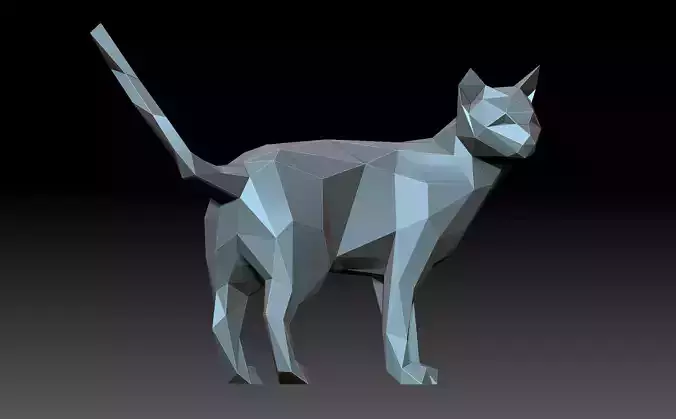 Low-poly cat 3D print model