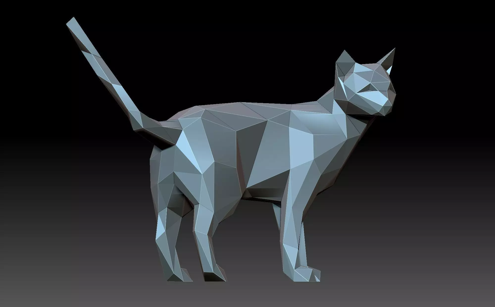 Low-poly cat 3D print model_0