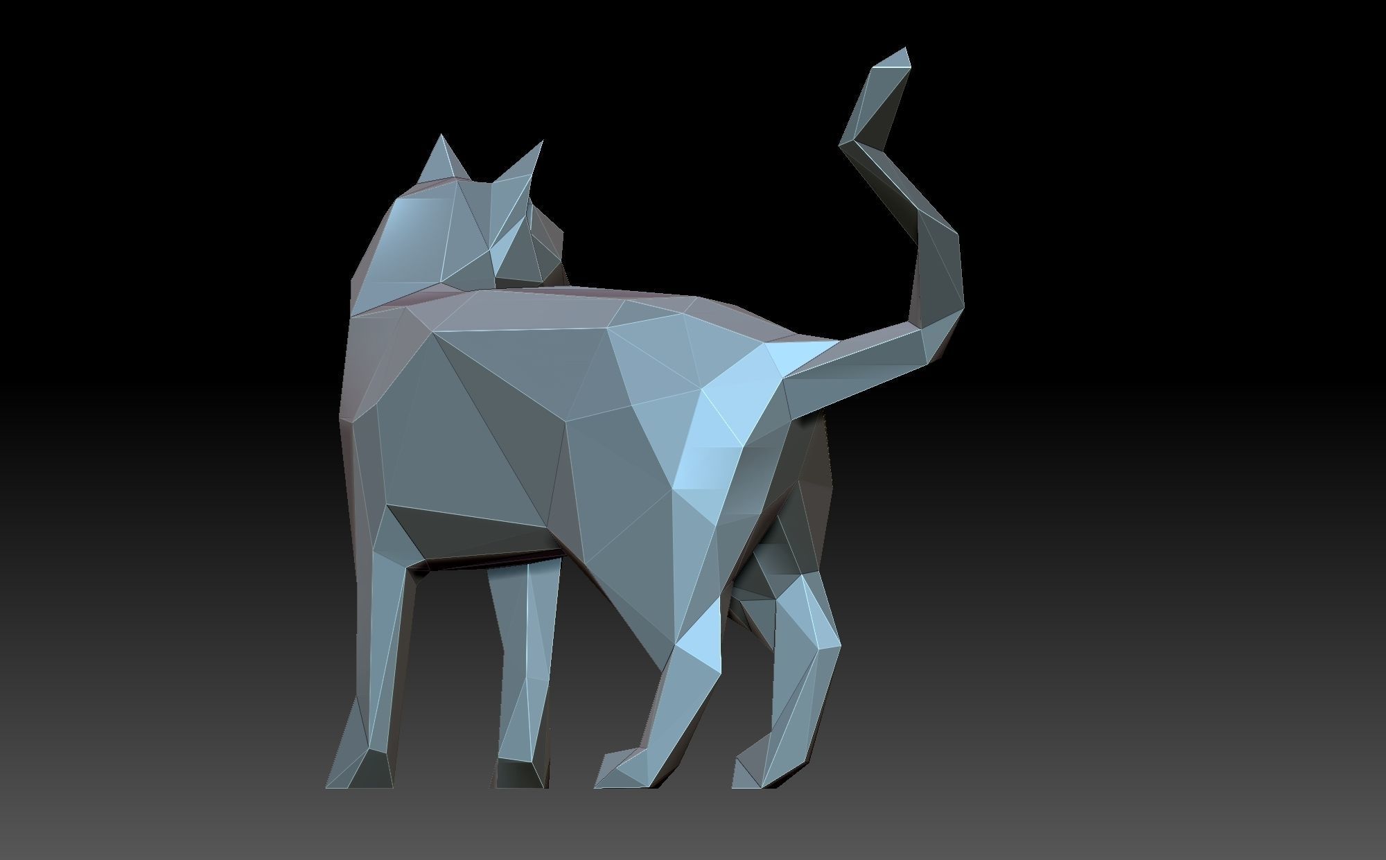 Low-poly cat 3D print model_3
