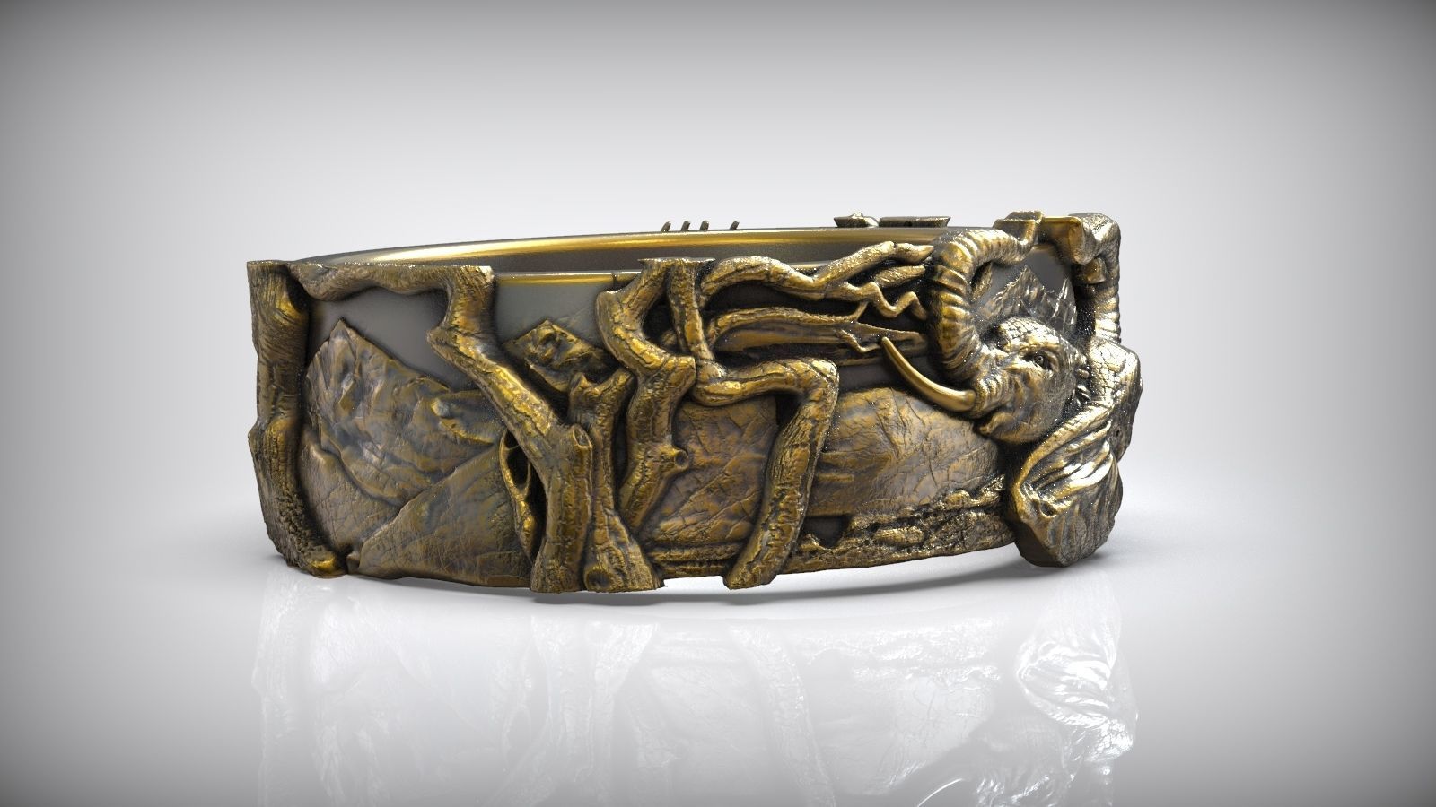 Love Elephant Head Savannah Heart Wedding Ring 3D print model_3