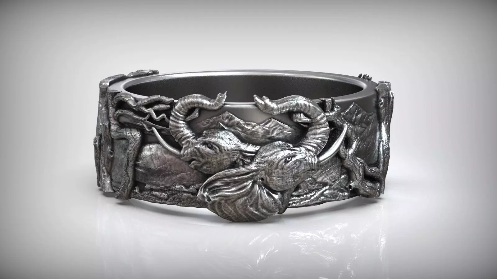 Love Elephant Head Savannah Heart Wedding Ring 3D print model_0