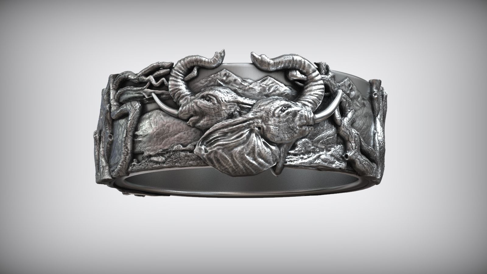 Love Elephant Head Savannah Heart Wedding Ring 3D print model_5