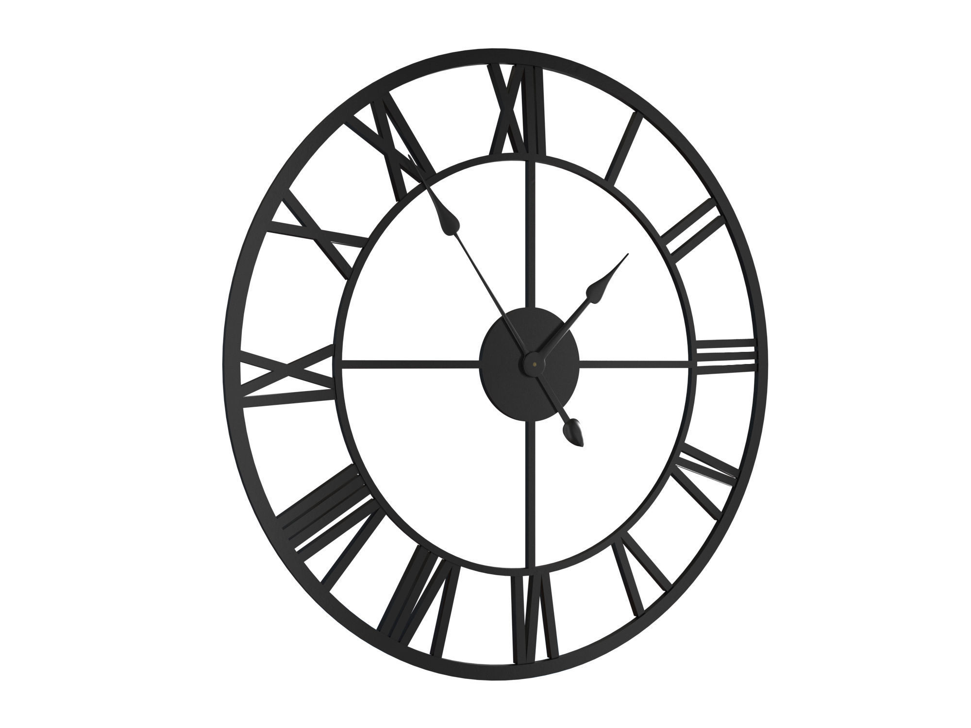 Wall Clock Metal 3D model_4