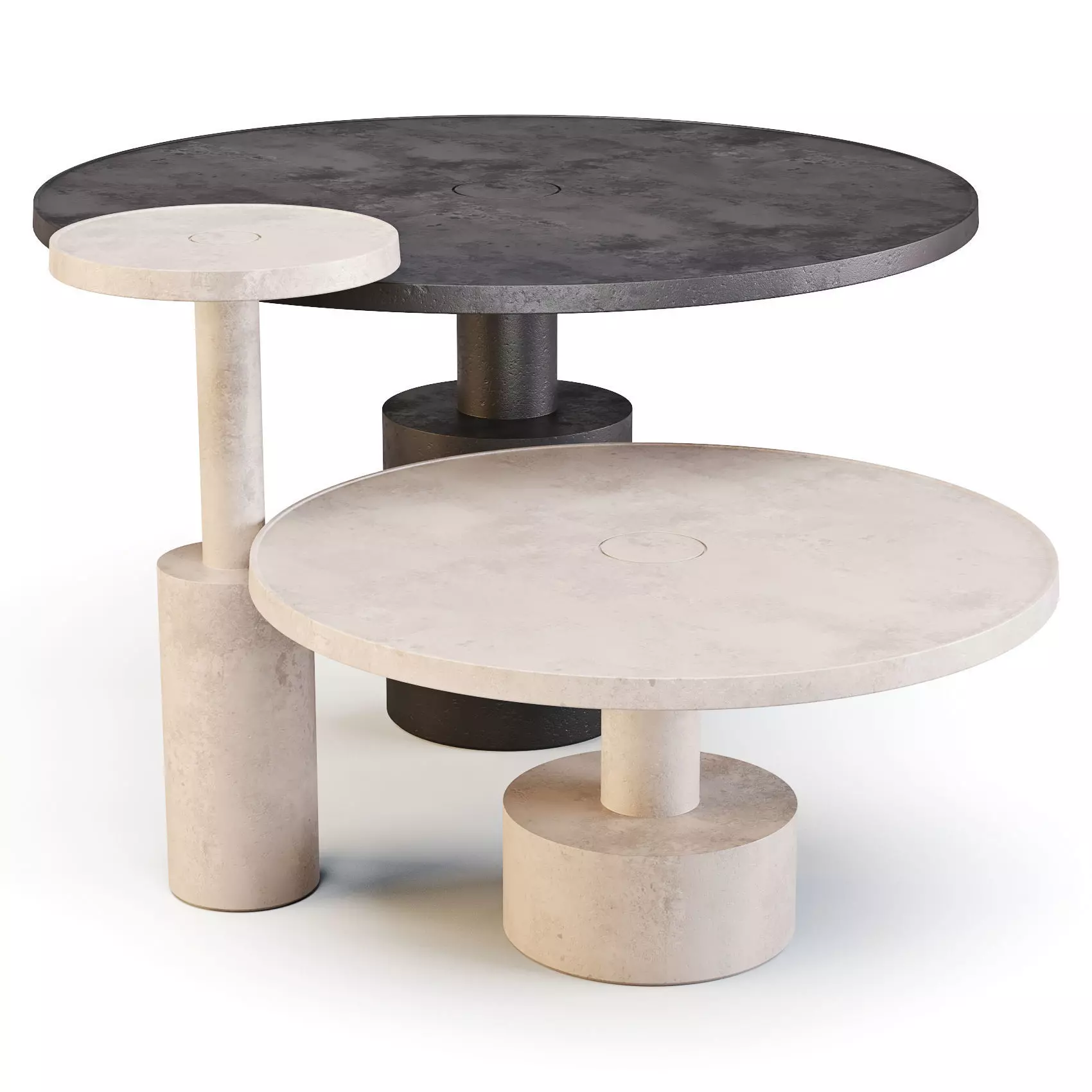 Baxter Pilar - Coffee and Side Table Set 02 3D model_0