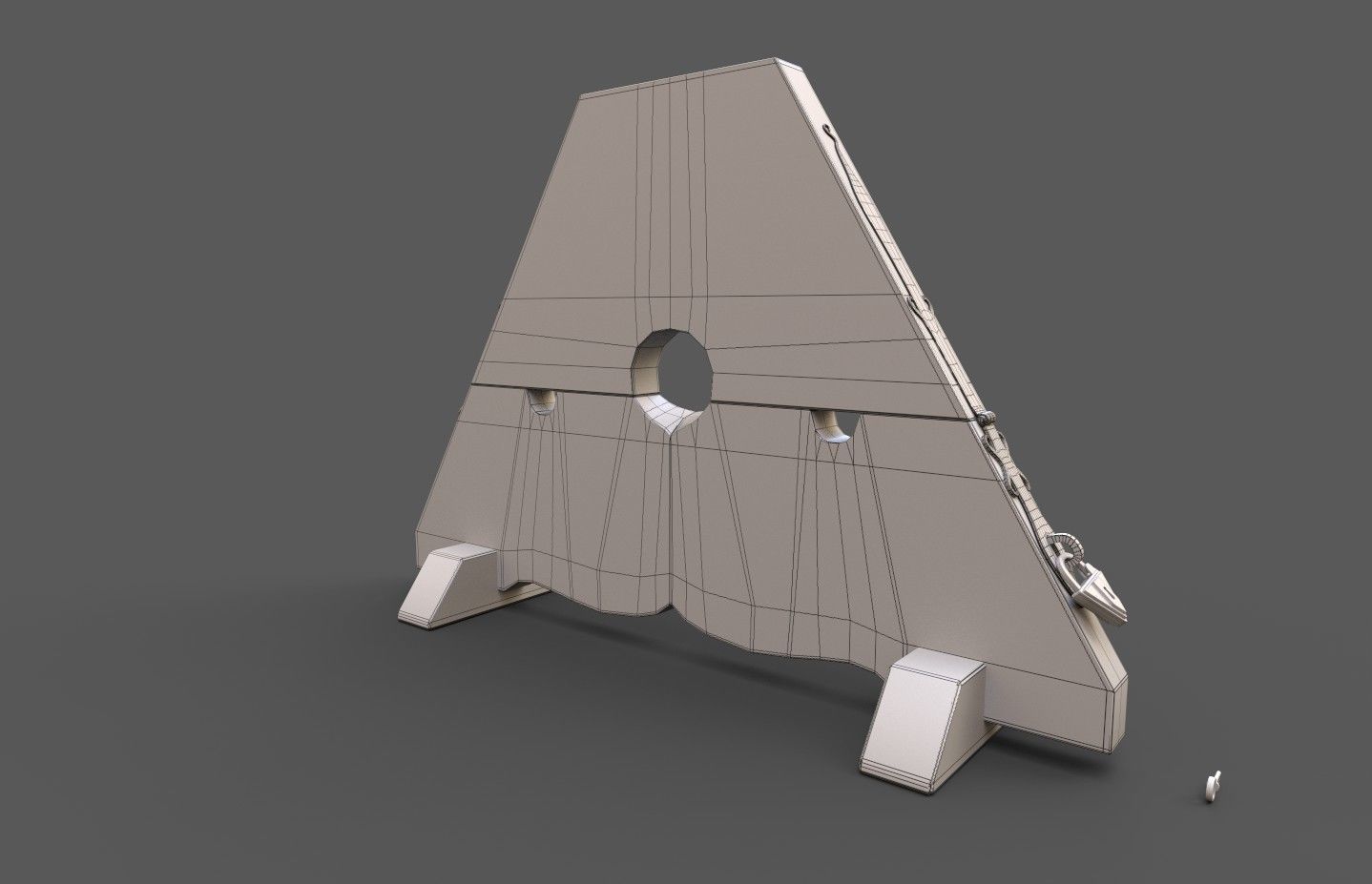 Medieval kneeing pillory with lock Low-poly 3D model_24