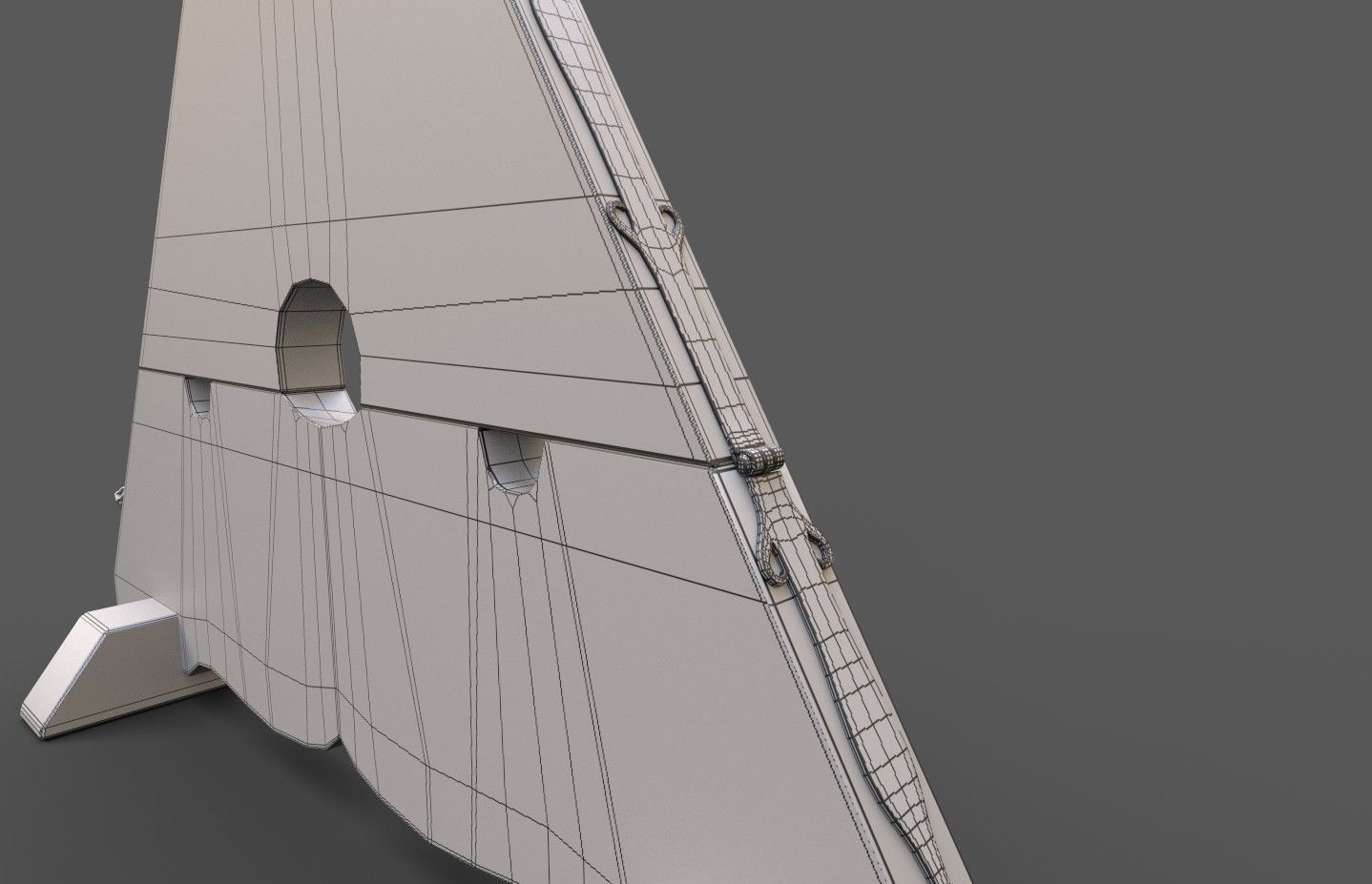 Medieval kneeing pillory with lock Low-poly 3D model_28