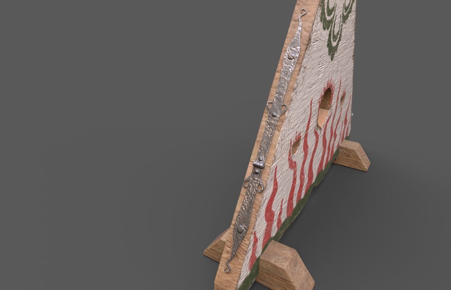 Medieval kneeing pillory with lock Low-poly 3D model_8