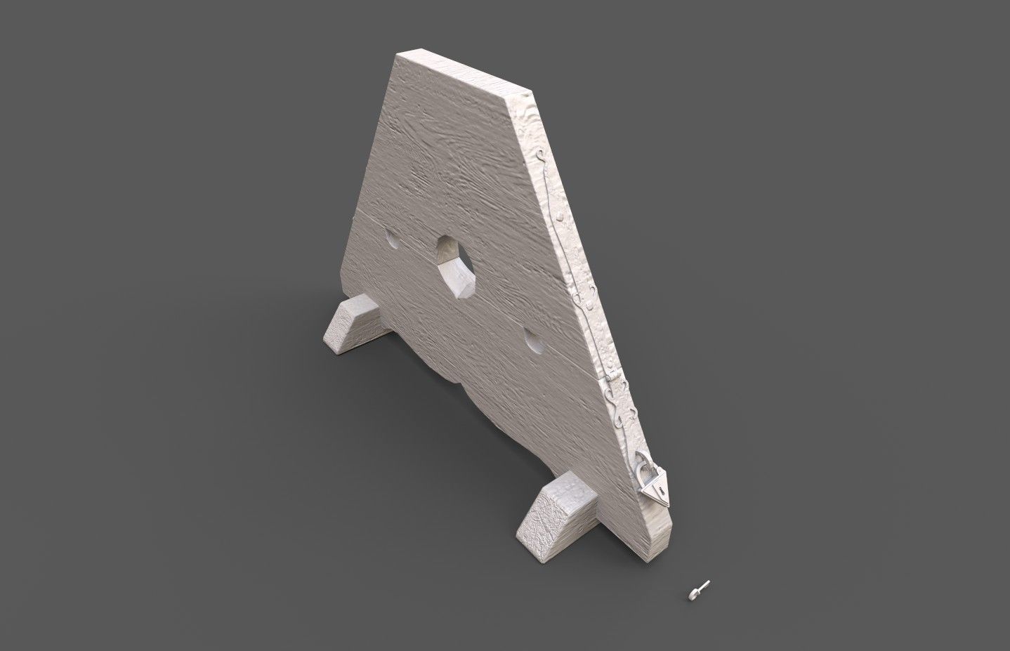Medieval kneeing pillory with lock Low-poly 3D model_21