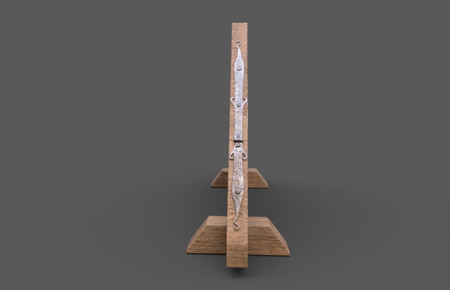 Medieval kneeing pillory with lock Low-poly 3D model_18