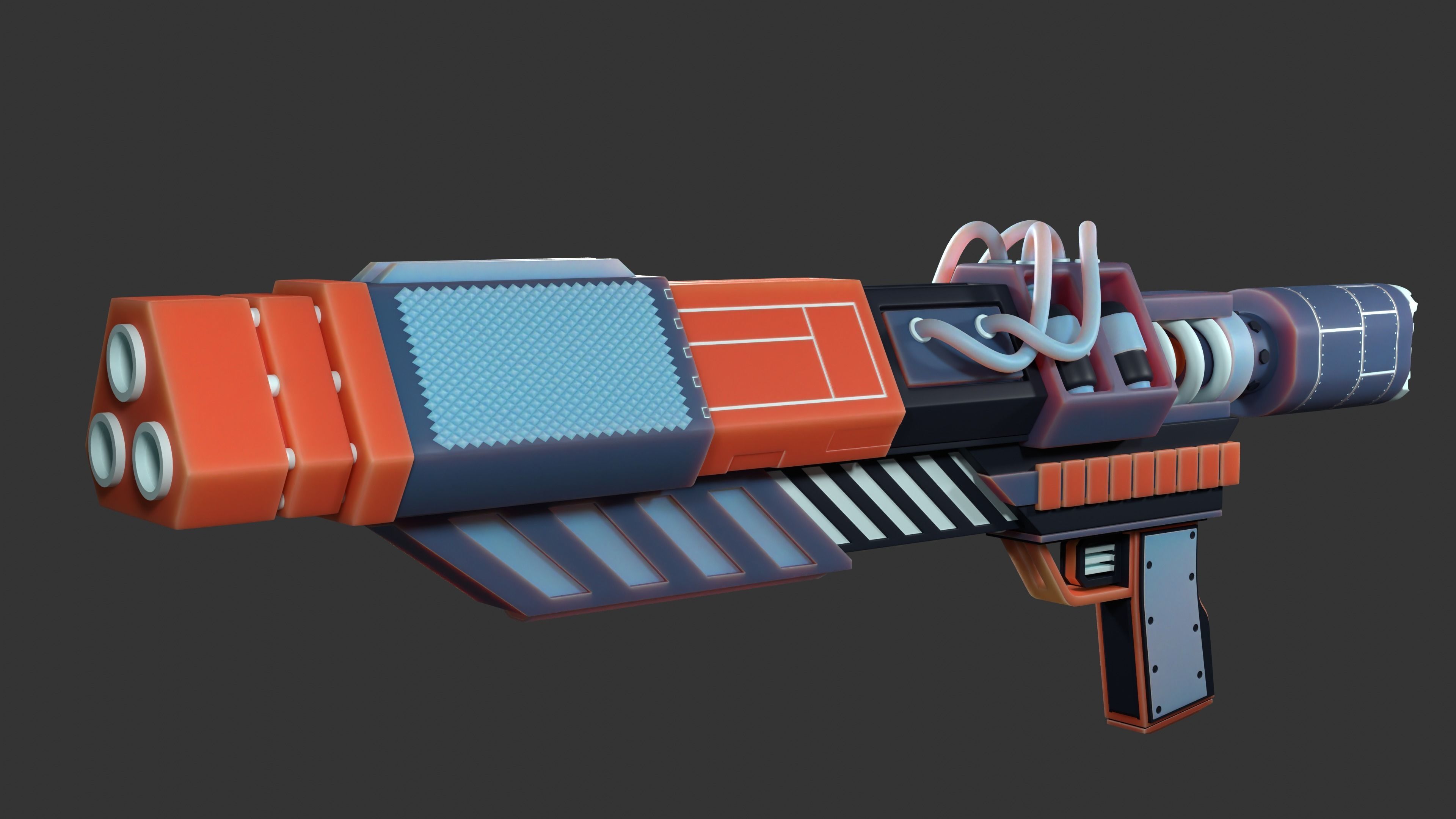 Shotgun made with blender Low-poly 3D model_2