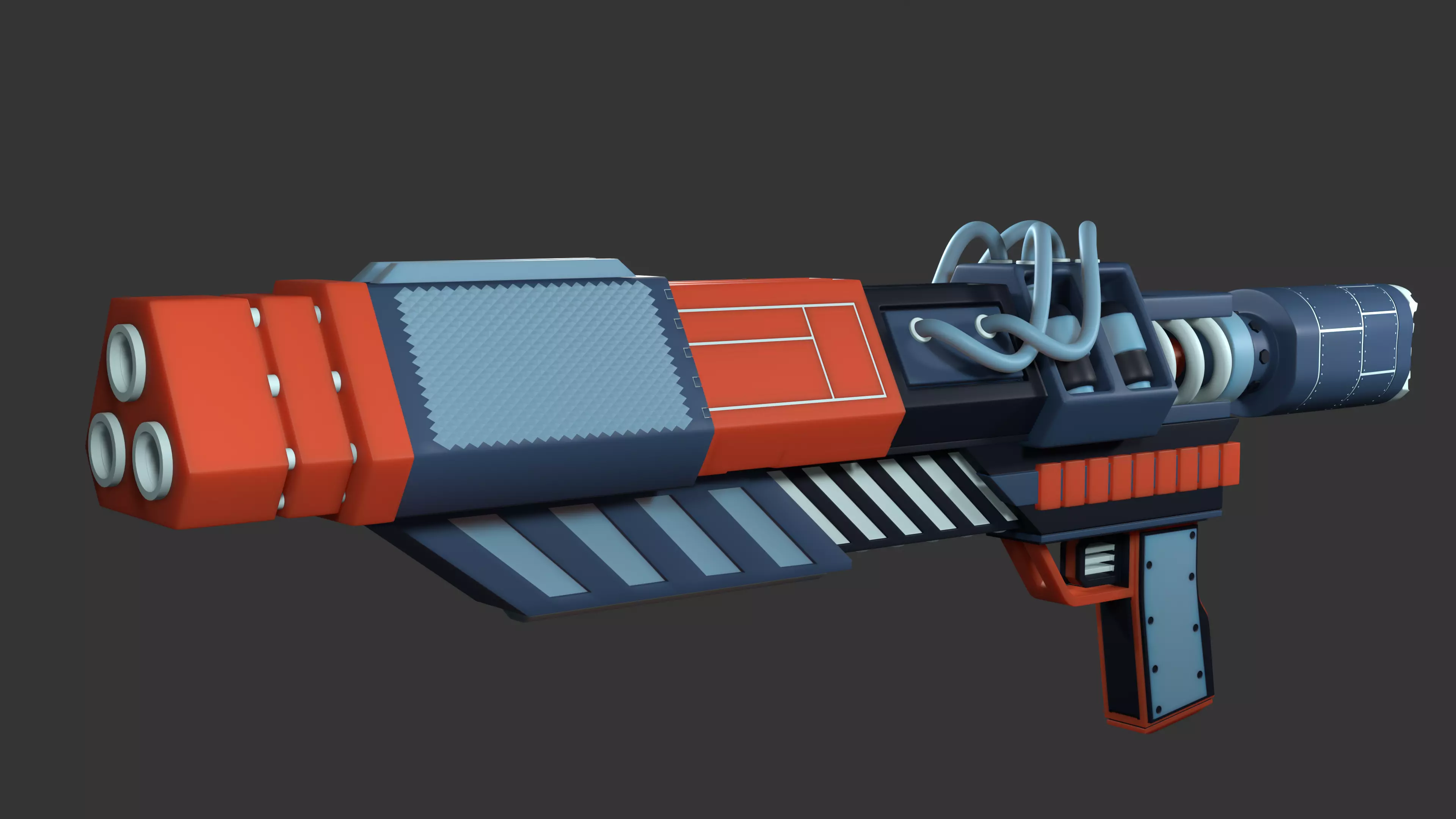Shotgun made with blender Low-poly 3D model_0