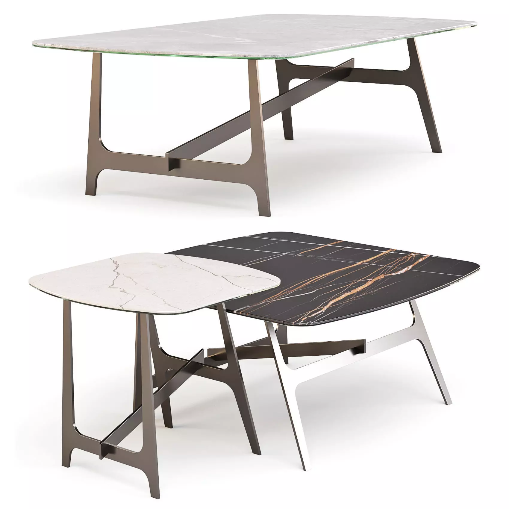 Bonaldo Slot - Coffee and Side Tables Set 01 3D model_0