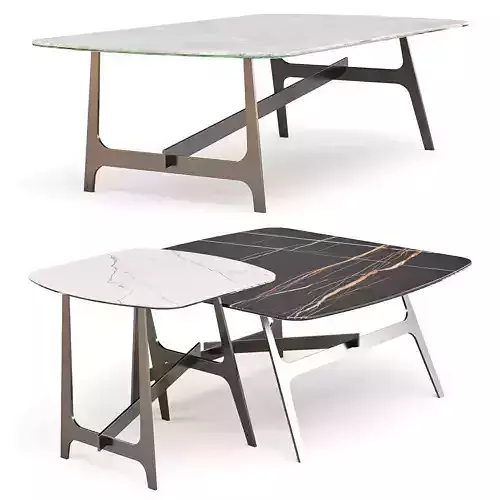 Bonaldo Slot - Coffee and Side Tables Set 01