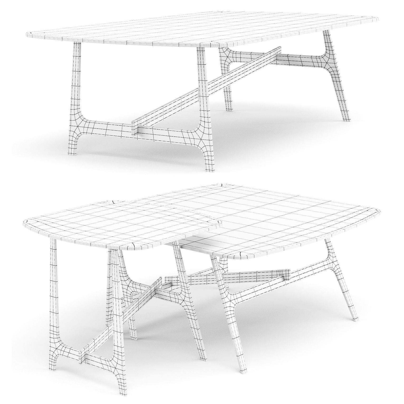 Bonaldo Slot - Coffee and Side Tables Set 01 3D model_1
