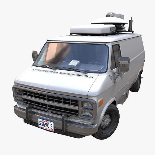 80s generic newsvan Low-poly 3D model
